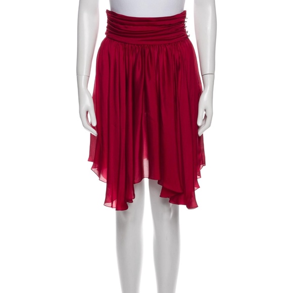 Alexandre Vauthier Red Featherweight 100% Silk Knee-Length Skirt * NEW * 65% OFF - Picture 7 of 8